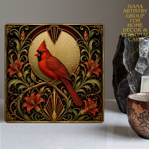 ART DECO ROTES VERZIERTE KARDINAL-KERAMIKFLIESE FLIESE