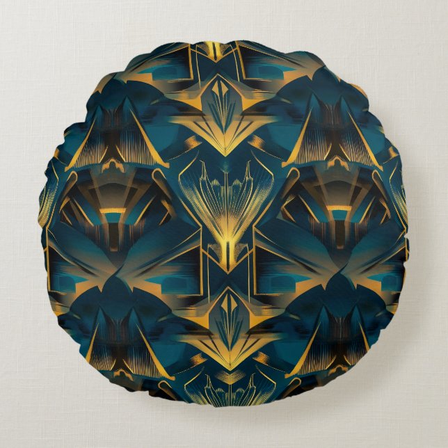 Art Deco Round Pillow Rundes Kissen (Vorderseite)