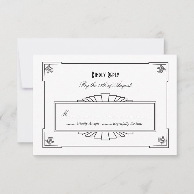 Art Deco RSVP Card Karte (Vorderseite)