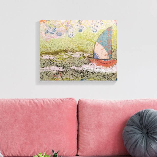 Art Deco Sailboat Leinwanddruck (Insitu (Wohnzimmer))