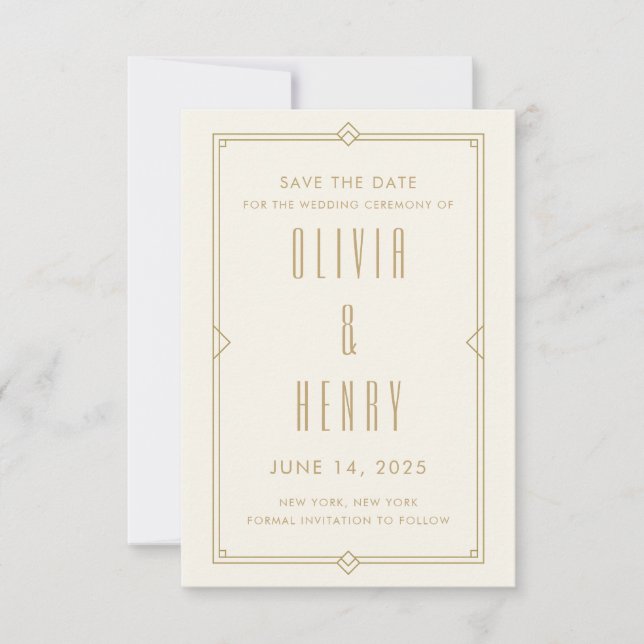 Art Deco Save the Date Card (Vorderseite)