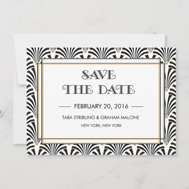 Art Deco Save the Date Einladung (Vorderseite)