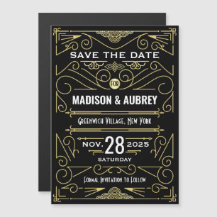 Art Deco Save the Date Hochzeit Elegante Highlight Magneteinladung