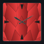 Art Deco Scala Design Red Square Wall Clock Quadratische Wanduhr<br><div class="desc">Wall clock art deco design that you can customise with any text of your choice. Should you require any help with customising then contact us through the link on this page. Art deco clock.</div>