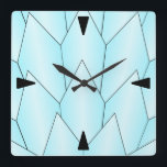 Art Deco Scales Design Blue Square Wall Clock Quadratische Wanduhr<br><div class="desc">Wall clock art deco design that you can customise with any text of your choice. Should you require any help with customising then contact us through the link on this page. Art deco clock.</div>