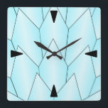 Art Deco Scales Design Blue Square Wall Clock Quadratische Wanduhr<br><div class="desc">Wall clock art deco design that you can customise with any text of your choice. Should you require any help with customising then contact us through the link on this page. Art deco clock.</div>