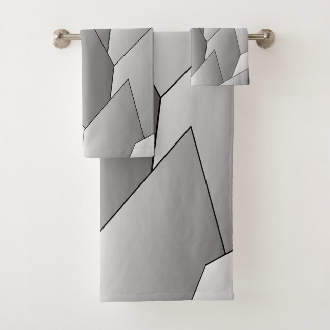 Art Deco Scales Design Grau-Badehandtuch-Set Badhandtuch Set (Insitu)