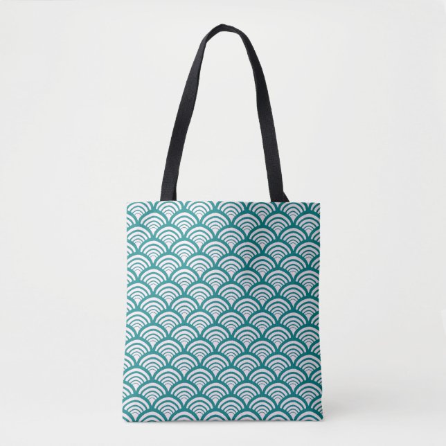 Art Deco Scallop Arch Teal Tasche (Vorderseite)