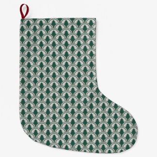 Art Deco Scalloping Evergreen Muster Großer Weihnachtsstrumpf