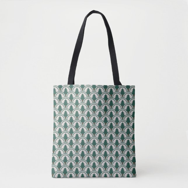 Art Deco Scalloping Evergreen Muster Tasche (Vorderseite)