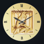 Art Deco Schnitzel Falken - Gold Große Wanduhr<br><div class="desc">Ein geschnitzter Stein Art-Déco architektonisches Detail,  in goldmetallischer Ausführung</div>