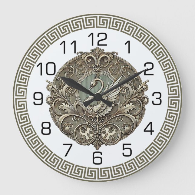 Art Deco Schwan Große Wanduhr (Vorderseite)