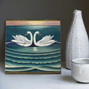 Art Deco Schwan Wanddekoration Art Nouveau Schwan Fliese