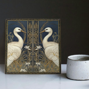 Art Deco Schwäne Wanddekoration Art Nouveau Kranic Fliese