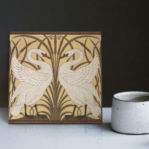 Art Deco Schwäne Wanddekoration Art Nouveau Schwan Fliese
