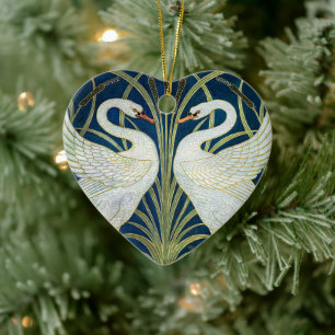 Art Deco Schwäne Wanddekoration Art Nouveau Schwan Keramik Ornament