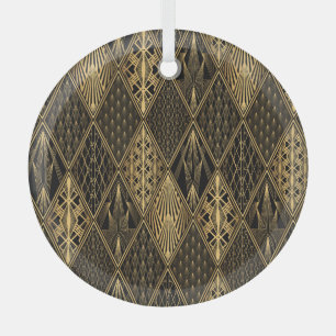 Art Deco Schwarz Gold Eleganz Ornament Aus Glas