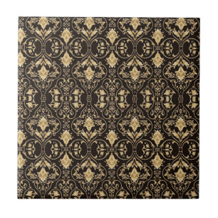 Art Deco Schwarz Gold Fliese