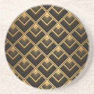 Art Deco Schwarz Gold: Geometrisch Getränkeuntersetzer
