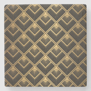 Art Deco Schwarz Gold: Geometrisch Steinuntersetzer