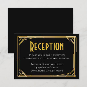 Art Deco Schwarz Gold Hochzeitsempfang Great Gatsb Einladung