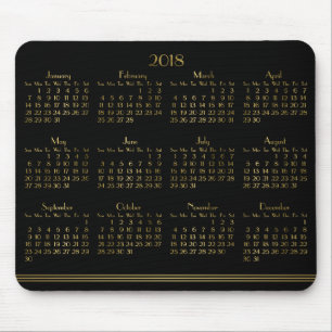 Art Deco Schwarz Gold Jahreskalender 2018 Mousepad