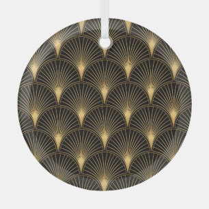 Art Deco Schwarz Gold: Nahtloser Luxus Ornament Aus Glas