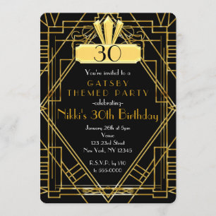 Art Deco schwarz & gold Party Einladung