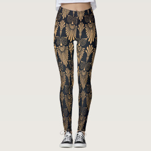 Art Deco Schwarz Gold: Retro. Leggings