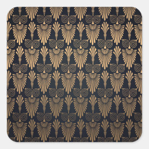 Art Deco Schwarz Gold: Retro. Quadratischer Aufkleber