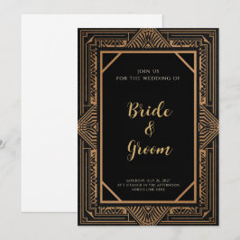 Art Deco Schwarz Kupfer Stammes-Geometrie Gatsby Einladung