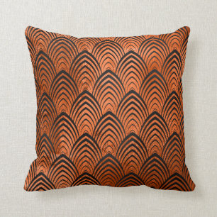 Art Deco Schwarz Orange Geometrische Skala Classic Kissen