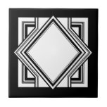Art Deco Schwarz-weiß Chic Geometric Square 05 Fliese<br><div class="desc">Elegante, knusprige Deko-Stil mit geometrischen quadratischen Element Zierziegel dekorative Keramik Fliesen. Das elegante Design ist perfekt für ein Vintages Interieur im modernen oder künstlerischen Deko.</div>