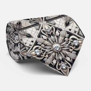 Art Deco Schwarz-Weiß-Diamanten  Krawatte