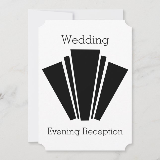 Art Deco Schwarz-Weiß Hochzeitsempfang Einladung (Vorderseite)