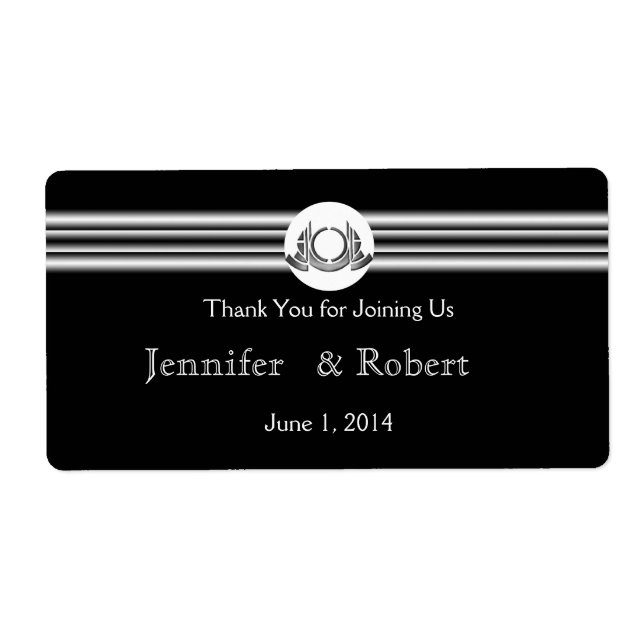 Art Deco Schwarz-weiß Medallion Wasserflasche (Vorne)