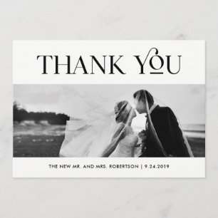 Art Deco Schwarz-Weiß   Wedding Foto Vielen Dank Dankeskarte