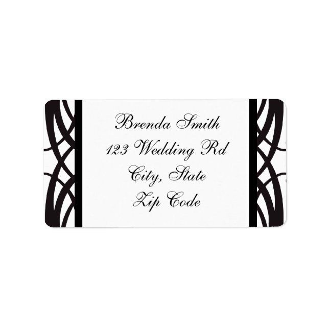 Art Deco Schwarz-weiß Wedding RSVP Adressenmarken Adressaufkleber (Vorne)