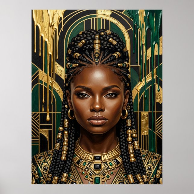 Art Deco Schwarze Frau Poster (Vorne)
