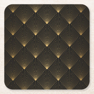 Art Deco: Schwarze Gold Elegance. Rechteckiger Pappuntersetzer