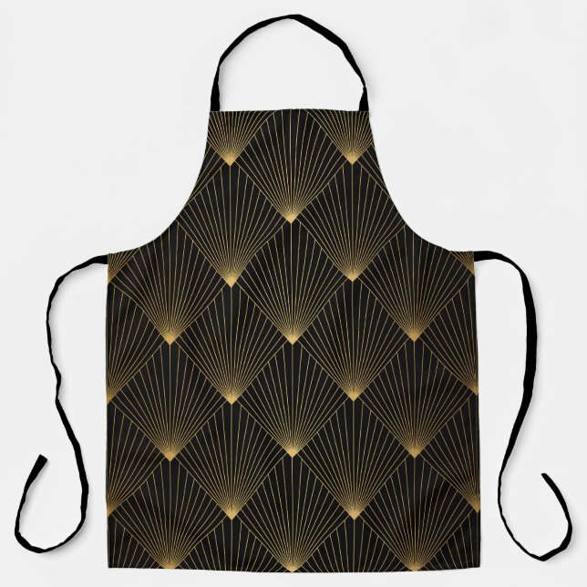 Art Deco: Schwarze Gold Elegance. Schürze (Vorderseite)