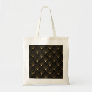 Art Deco: Schwarze Gold Elegance. Tragetasche