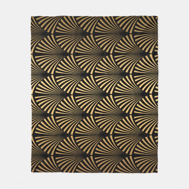 Art Déco: Schwarze Goldskala. Fleecedecke (Vorderseite)