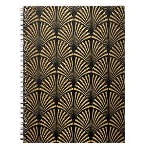 Art Déco: Schwarze Goldskala. Notizblock