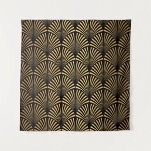 Art Déco: Schwarze Goldskala. Wandteppich