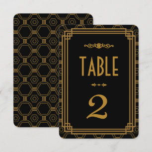 Art Deco Schwarze Hochzeitstischnummern Einladung