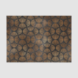 Art Deco Schwarze Kupferlüfter Muschel Graphic Seidenpapier