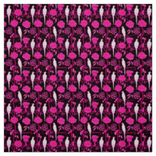 ART DECO SCHWARZE PINK FUCHSIA BLUME, WEISSE PARRO STOFF