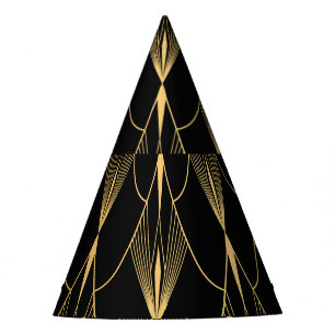 Art Deco: Schwarzes Gold Nahtloser Luxus Partyhütchen