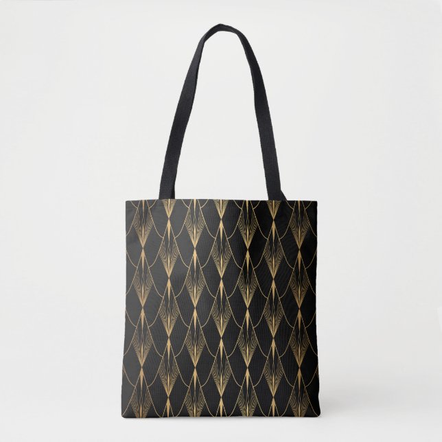 Art Deco: Schwarzes Gold Nahtloser Luxus Tasche (Vorderseite)